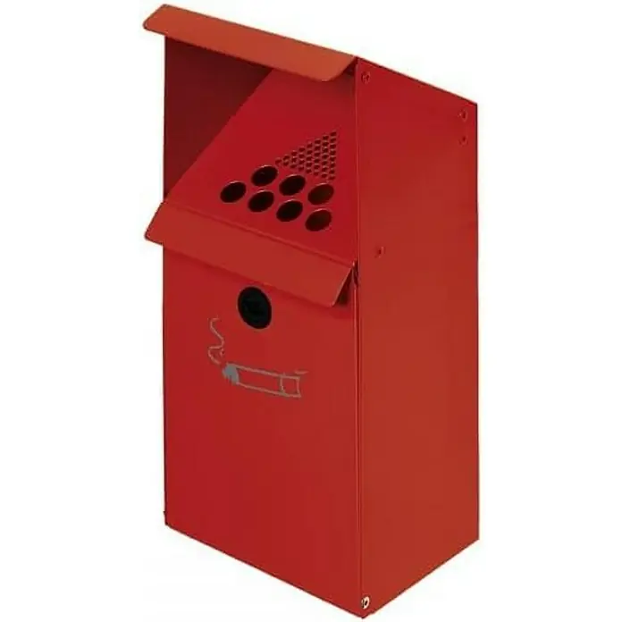 Proregal Aschenbecher - Großvolumiger Wandascher mit Schutzdach - Stahl, Rot