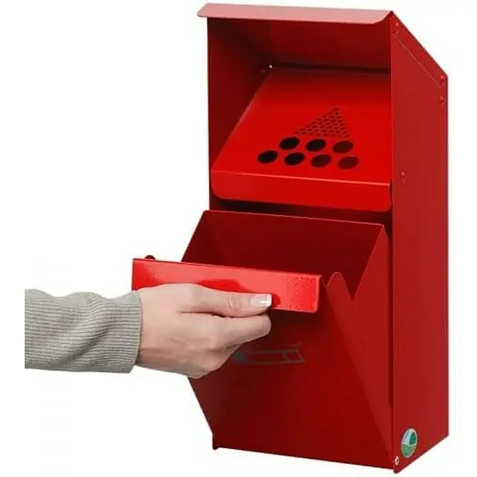 Proregal Aschenbecher - Großvolumiger Wandascher mit Schutzdach - Stahl, Rot