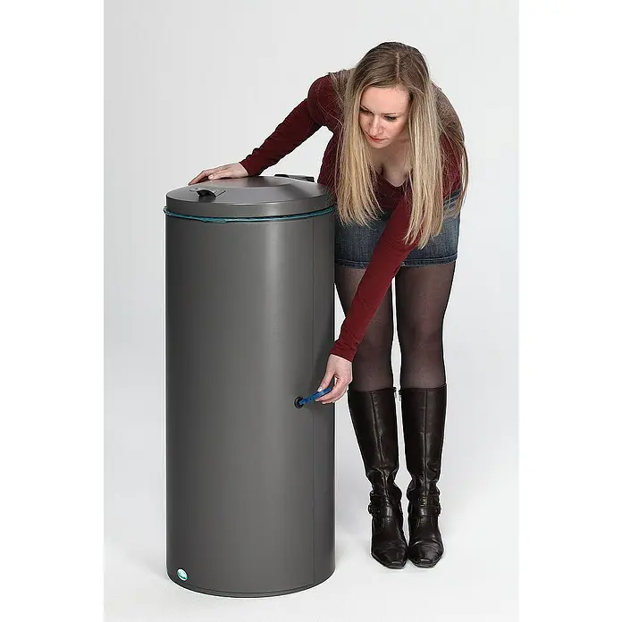 Proregal Standard-Mülleimer mit Einflügeltür + Doppelbart-Schloss - 120 l, Stahl, Grau