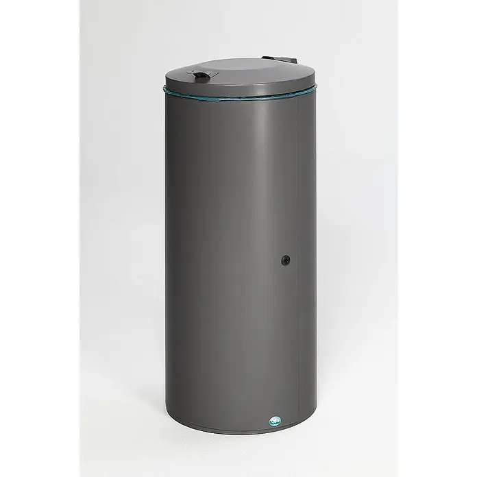Proregal Standard-Mülleimer mit Einflügeltür + Doppelbart-Schloss - 120 l, Stahl, Grau