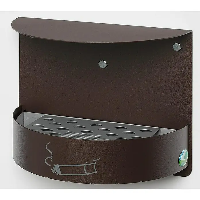 Proregal Aschenbecher - Wandascher mit Schutzdach verschließbar - Stahl, Braun