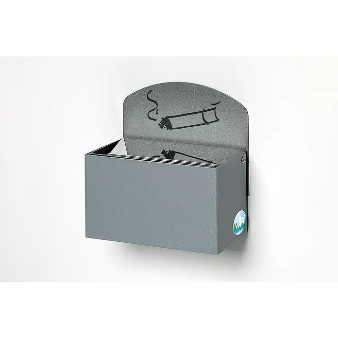 Proregal Aschenbecher - Robuster Wandascher mit Schild - Stahl, Silber