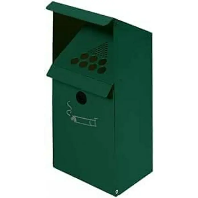 Proregal Aschenbecher - Großvolumiger Wandascher mit Schutzdach - Stahl, Grün