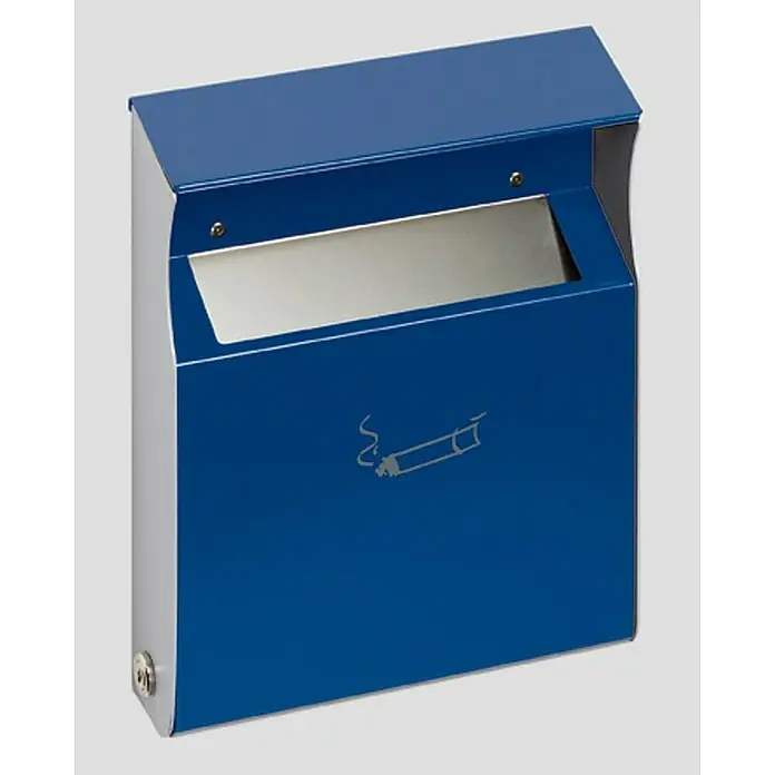 Proregal Aschenbecher - Eckiger Wandascher mit Einwurfblende - Stahl, Blau