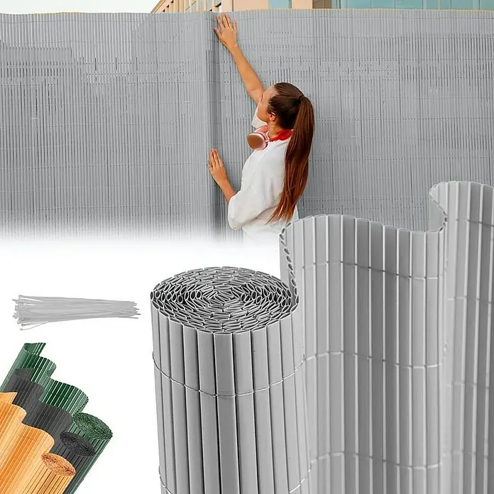 Proregal Sichtschutzelement FI-CHI – Premium Sichtschutzmatte - Kunststoff, Grau
