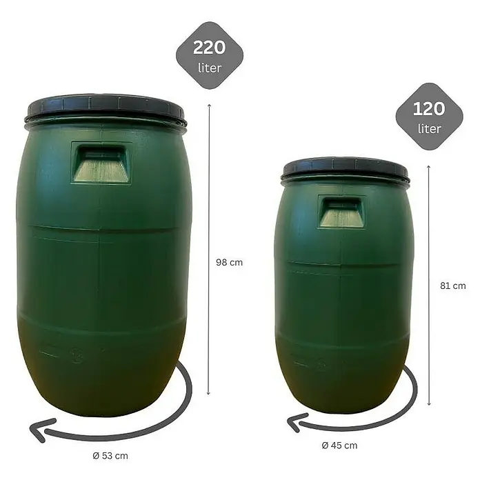 Proregal Regentonne Kunststoff mit Deckel 120 Liter - 120 l, Grün, 1 Stk.