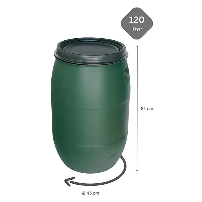 Proregal Regentonne Kunststoff mit Deckel 120 Liter - 120 l, Grün, 1 Stk.