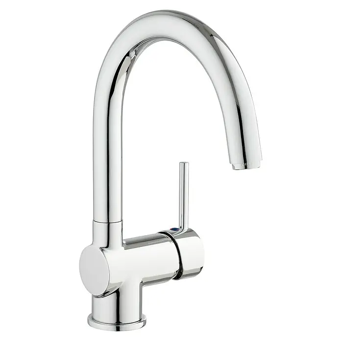 Camargue Spültischarmatur Palma - Chrom, Glänzend, Schwenkbar - Glänzender, verchromter Küchenarmatur mit gebogenem Auslauf und schlankem Hebel zur präzisen Steuerung. Ideal für moderne Küchen.