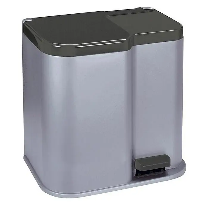 Proregal Treteimer mit zwei Fächern - 21 l, Kunststoff, Silber
