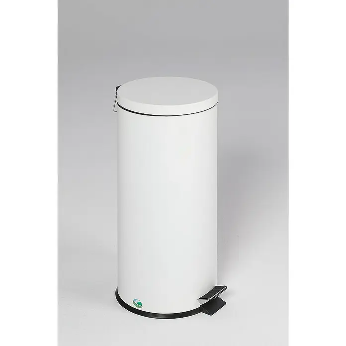 Proregal Treteimer robust mit Fußpedal & Inneneimer mit Griff - 30 l, Stahl, Weiß