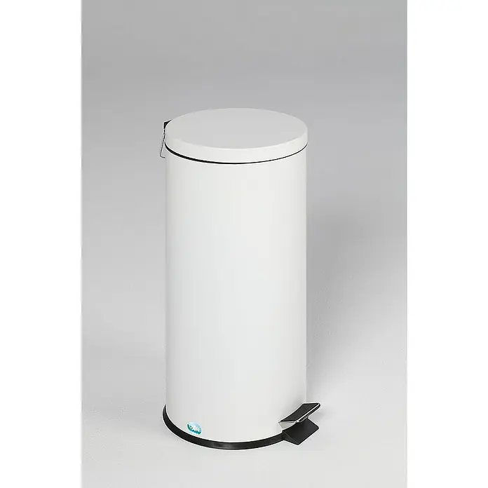 Proregal Treteimer robust mit Fußpedal & Inneneimer mit Griff - 30 l, Stahl, Weiß