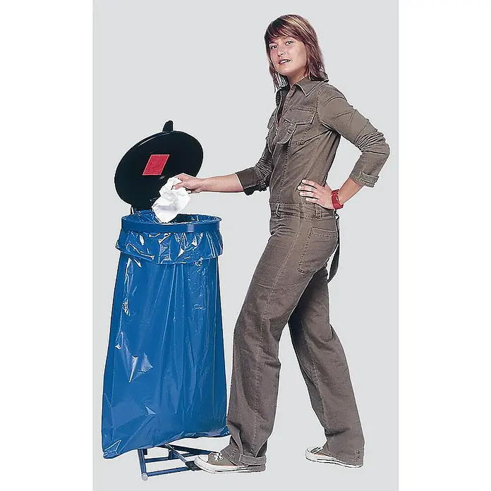 Proregal Treteimer - Robuster Müllsackständer mit Fußpedal - 120 l, Stahl, Blau-Schwarz