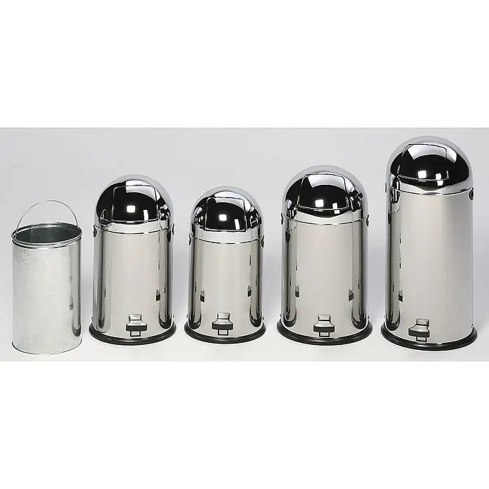 Proregal Treteimer klassisch mit Einwurfklappe & Inneneinsatz + Fußpedal - 52 l, Edelstahl, Silber