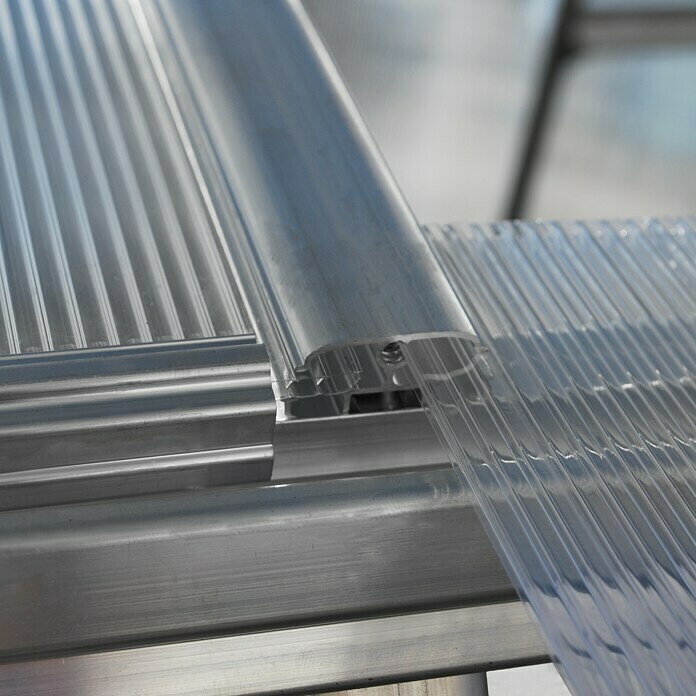 Palram Gewächshaus Hybrid (4,26 x 1,85 x 2,08 m, Polycarbonat, Glasstärke Seitenwände: 0,75 mm, Silber)
