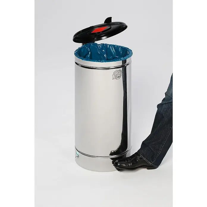 Proregal Treteimer großvolumiger mit Euro-Pedal - 70 l, Edelstahl, Silber