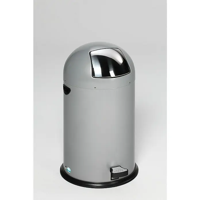 Proregal Treteimer klassisch mit Einwurfklappe & Inneneinsatz + Fußpedal - 40 l, Stahl, Silber