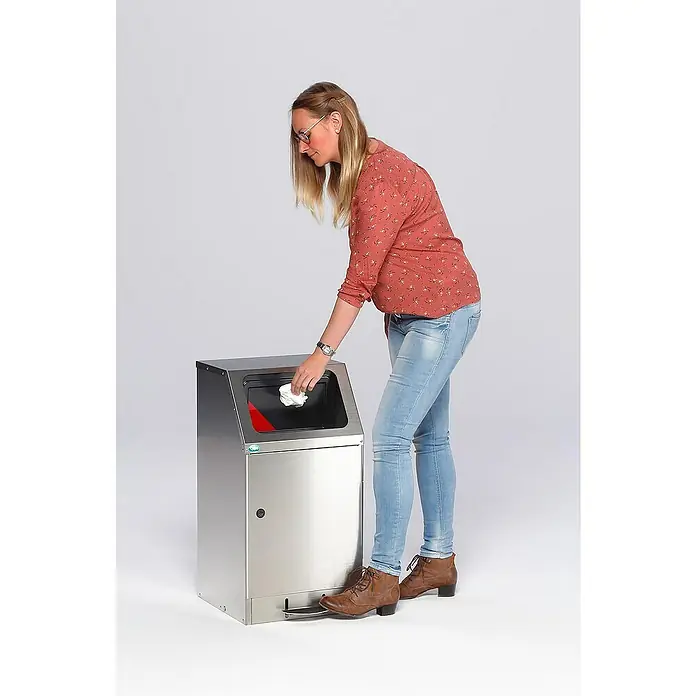 Proregal Treteimer selbstlöschend mit Fußpedal - 43 l, Edelstahl, Grau