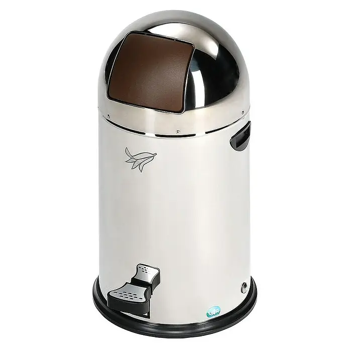 Proregal Treteimer robust mit Fußpedal + Griffmulden - 22 l, Stahl, Weiß-Braun