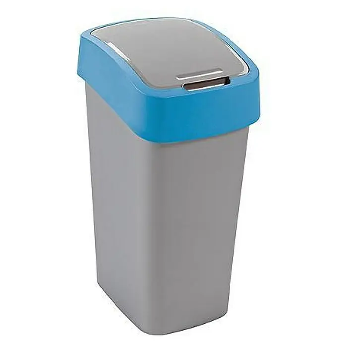 Proregal Schwingdeckeleimer Abfallbehälter - 50 l, Kunststoff, Silber/Blau