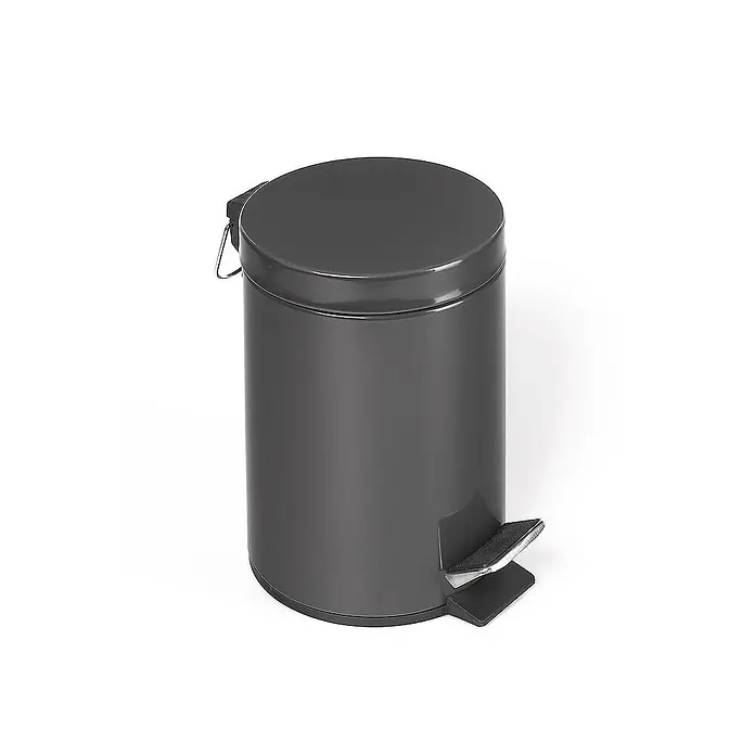 Proregal Treteimer robust mit Fußpedal & Inneneimer mit Griff - 5 l, Stahl, Anthrazit