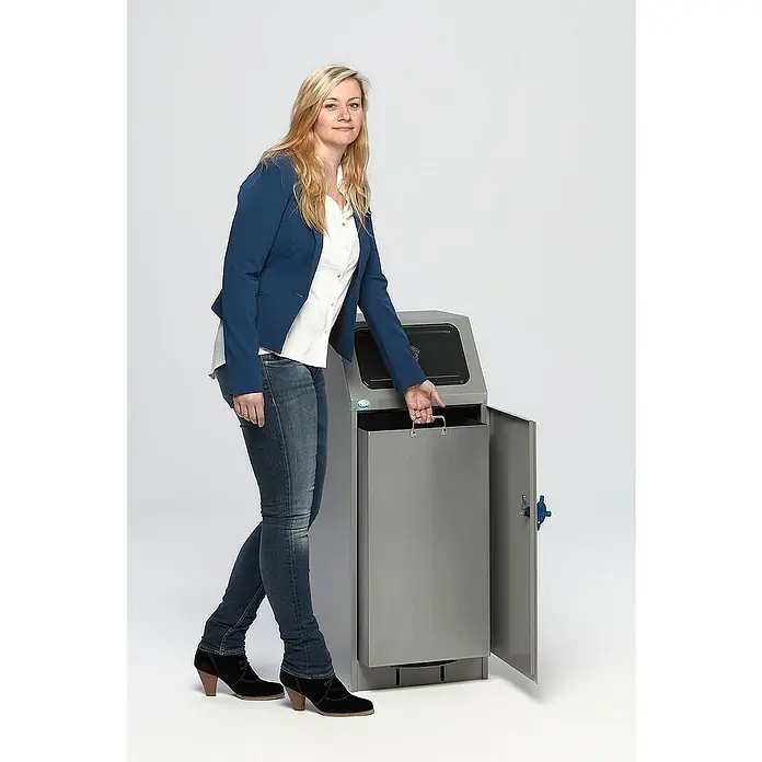 Proregal Treteimer selbstlöschend mit Fußpedal - 78 l, Stahl, Grau