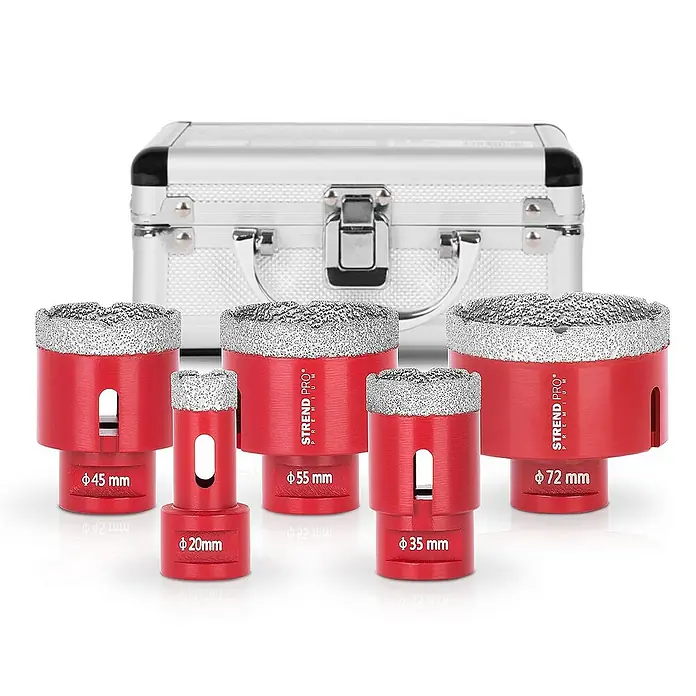 Proregal Bohrkrone Diamant -Set Premium CRYSTAL 20-35-45-55-72mm - 5 Stk., Durchmesser Bohrer: 72 mm