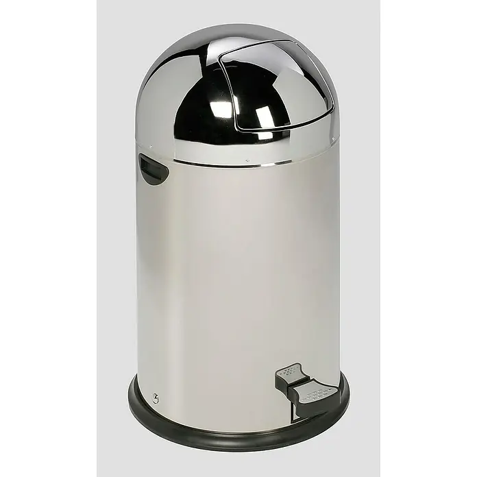 Proregal Treteimer klassisch mit Einwurfklappe & Inneneinsatz + Fußpedal - 40 l, Edelstahl, Silber