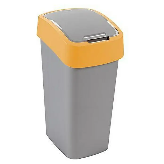 Proregal Schwingdeckeleimer Abfallbehälter - 25 l, Kunststoff, Silber/Gelb