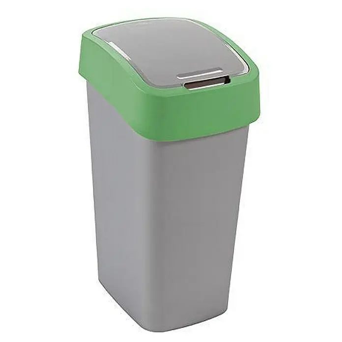 Proregal Schwingdeckeleimer Abfallbehälter - 50 l, Kunststoff, Silber/Grün