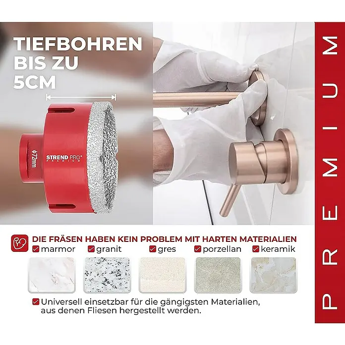 Proregal Bohrkrone Diamant Premium CRYSTAL 72mm - 1 Stk., Durchmesser Bohrer: 72 mm