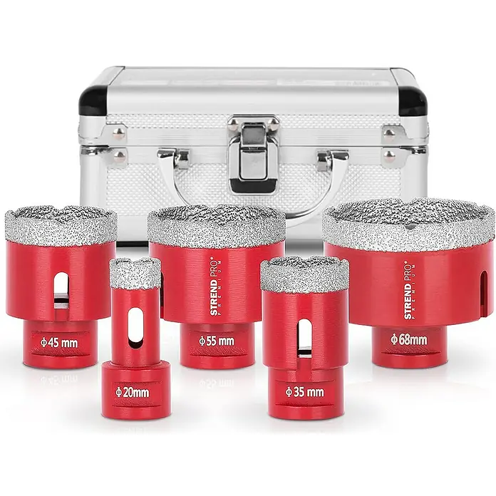 Proregal Bohrkrone Diamant -Set Premium CRYSTAL 20-35-45-55-68mm - 5 Stk., Durchmesser Bohrer: 68 mm