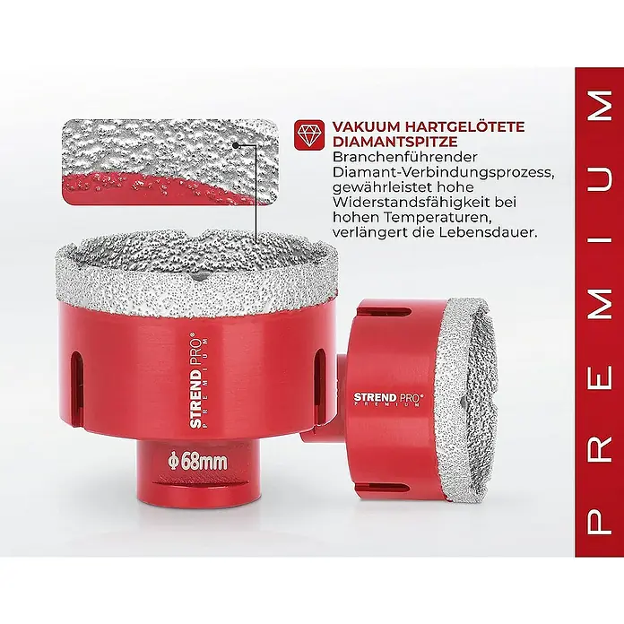 Proregal Bohrkrone Diamant -Set Premium CRYSTAL 20-35-45-55-68mm - 5 Stk., Durchmesser Bohrer: 68 mm