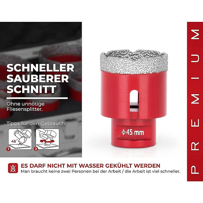 Proregal Bohrkrone Diamant Premium CRYSTAL 50mm - 1 Stk., Durchmesser Bohrer: 50 mm