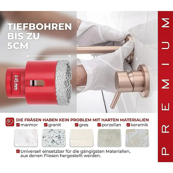 Proregal Bohrkrone Diamant Premium CRYSTAL 50mm - 1 Stk., Durchmesser Bohrer: 50 mm