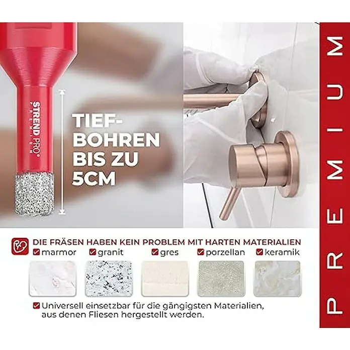 Proregal Bohrkrone Diamant -Set Premium CRYSTAL 6-8-10-12mm - 4 Stk., Durchmesser Bohrer: 12 mm