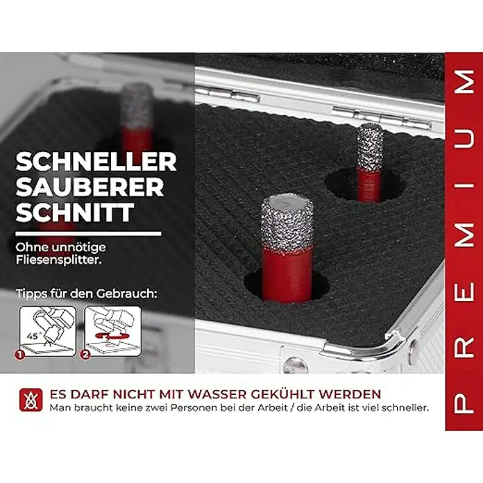 Proregal Bohrkrone Diamant -Set Premium CRYSTAL 6-8-10-12mm - 4 Stk., Durchmesser Bohrer: 12 mm