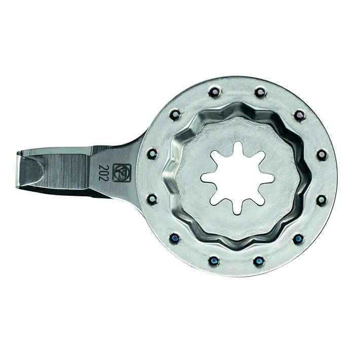 Fein Starlock Plus Cuchilla de corte - Ancho: 5 mm - La imagen muestra una llave de pivotes 202, una herramienta para aflojar tornillos y tuercas atascados.