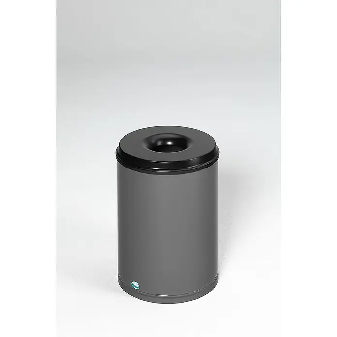 Proregal Papierkorb selbstlöschend - 50 l, Stahl, Grau