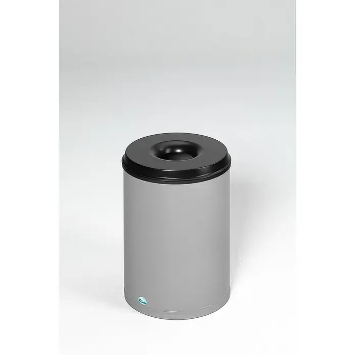 Proregal Papierkorb selbstlöschend - 50 l, Stahl, Silber