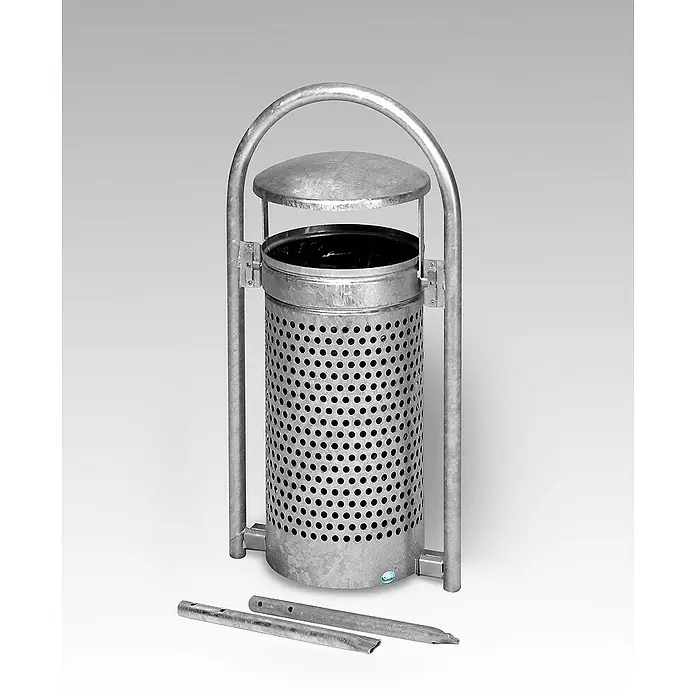 Proregal Standard-Mülleimer mit Rohrbogenständer - 70 l, Stahl, Feuerverzinkt