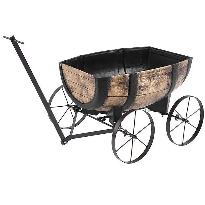 Proregal Pflanzkasten Whiskyfass Pflanzenwagen - 1 Stk., Kunststoff, Braun