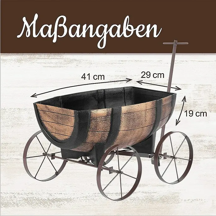 Proregal Pflanzkasten Whiskyfass Pflanzenwagen - 1 Stk., Kunststoff, Braun