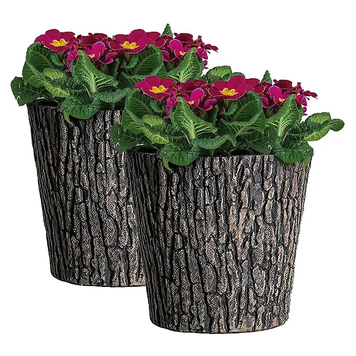 Proregal Pflanztopf SuperSparSet 2x Blumentopf Übertopf Holzoptik Ø 30cm - 2 Stk., Kunststoff, Braun