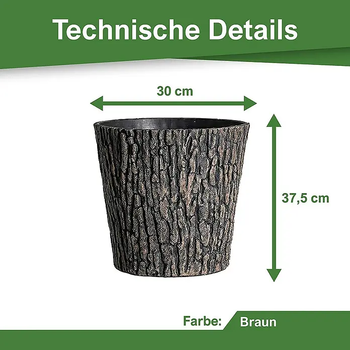 Proregal Pflanztopf SuperSparSet 4x Blumentopf Übertopf Holzoptik Ø 30cm - 4 Stk., Kunststoff, Braun