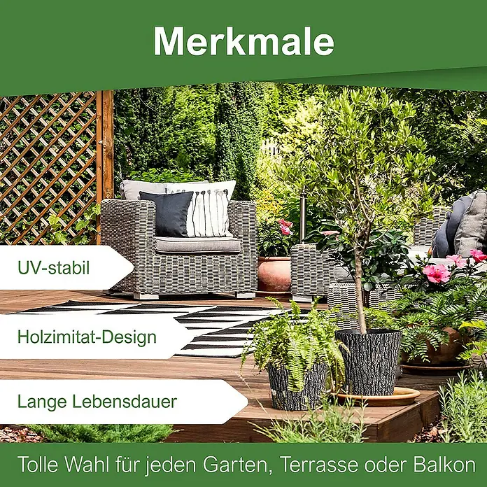 Proregal Pflanztopf SuperSparSet 4x Blumentopf Übertopf Holzoptik Ø 30cm - 4 Stk., Kunststoff, Braun