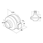 Air-Circle Rohrradialventilator (Durchmesser: 150 mm, Max. Luftleistung: 530 m³/h, Verzinkt)