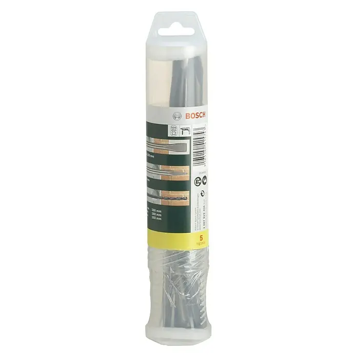 Bosch Bohr- & Meißel-Set 160/200 mm - 5 -tlg., SDS Plus - Bild einer Packung Bosch SDS plus-2 Bohrer-Bits, die für ihre Qualität und Leistung bekannt sind. Ideal für verschiedene Bohranwendungen.