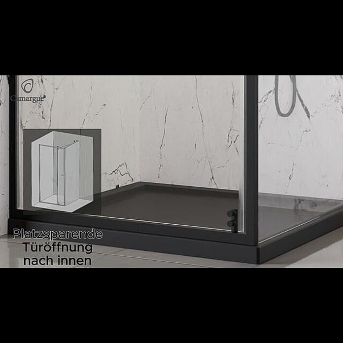 Camargue Palermo Nischendusche (80 x 200 cm, Unbeschichtet, Schwarz) | BAUHAUS