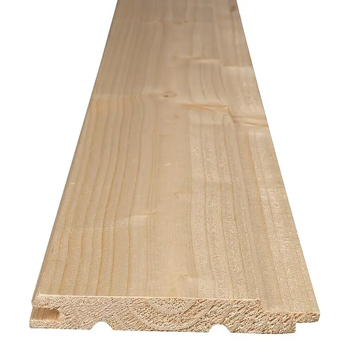 Profilholz - Fichte/Tanne, A-Sortierung, 200 x 9,6 x 1,25 cm - Helles, gehobeltes Holzbrett mit Nut- und Feder-Profil. Ideal für Wandverkleidungen und Innenausbau, bietet natürliche Wärme und rustikalen Charme.