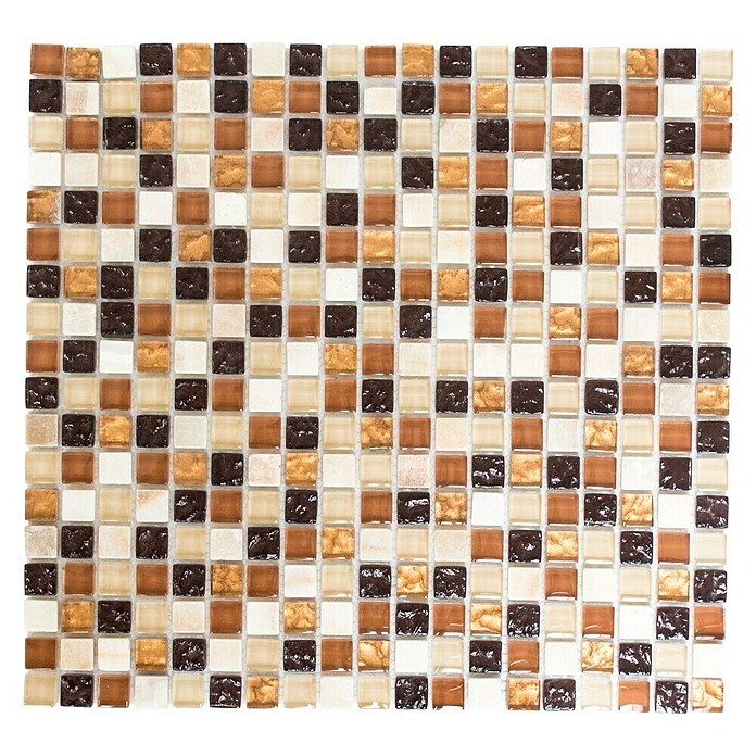 Mozaïektegel Quadrat Crystal Mix XCM M830 (32,2 x 30,5 cm, Beige/Bruin, Glanzend)